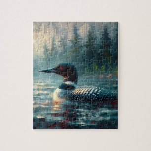 Puzzle Loon Gliding en el lago Moody Art
