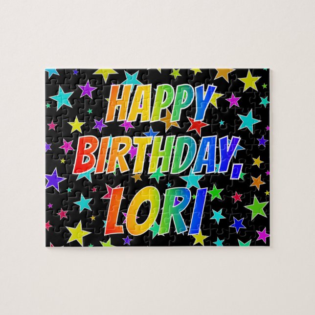 Puzzle "LORI" Nombre, Diversión "FELIZ CUMPLEAÑOS" (Horizontal)