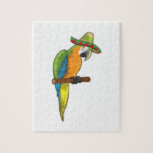 Puzzle Loro con gorra de paja