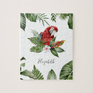 Puzzle Loro Escarlata de Bosque Tropical Nombre Personali