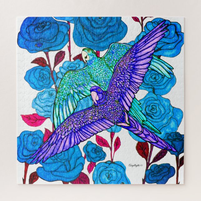 Puzzle Loros Azules (Vertical)