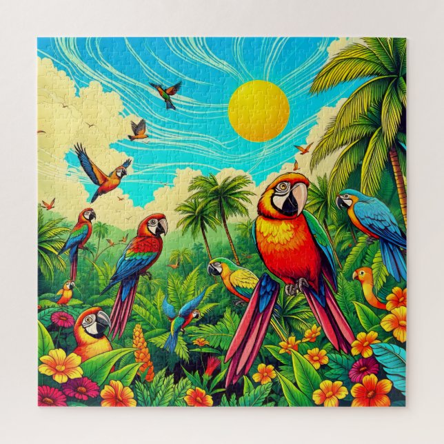 Puzzle Loros coloridos  (Vertical)