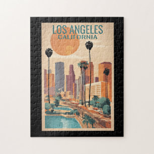 Puzzle Los Ángeles, ilustracion de la época de California