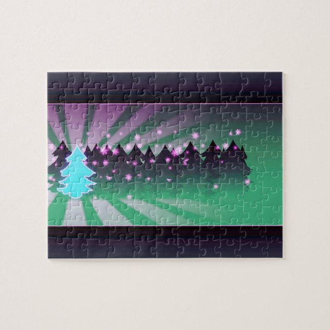 Puzzle Los árboles de Navidad sombras de verde (Horizontal)