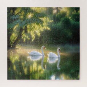 Puzzle Los Cisnes Míticos Gliman Graciosamente En El Esta