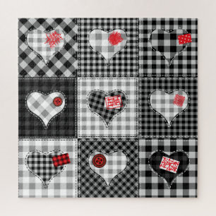 Puzzle Los corazones de los cuadros blancos negros son im
