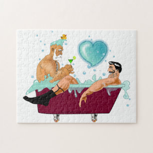 Puzzle Los dos hombres gay de SlipperyJoe aman la bañera 