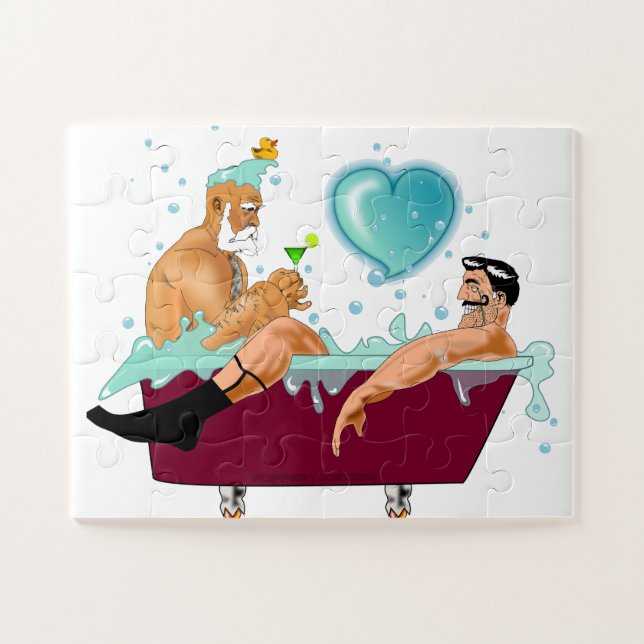 Puzzle Los dos hombres gay de SlipperyJoe aman la bañera  (Horizontal)