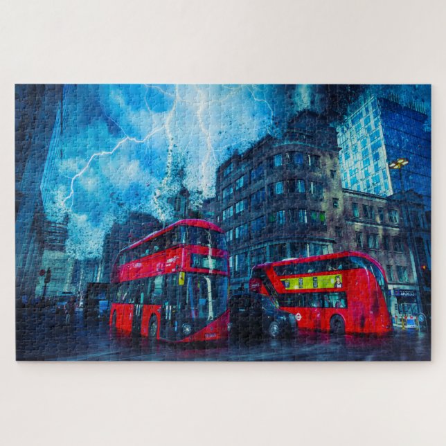 Puzzle Los famosos autobuses rojos de Londres. (Horizontal)