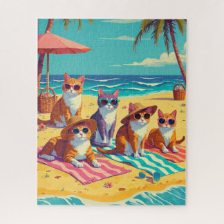 Puzzle Los gatos descansan en la playa