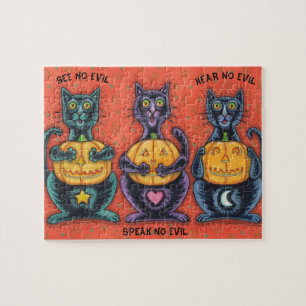 PUZZLE LOS GATOS NEGROS Y LOS JACKS NO VEN NINGÚN MAL HAL