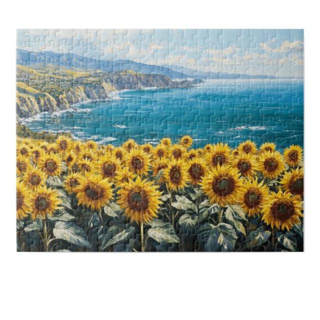 Puzzle Los girasoles dan al diseño de la pintura oceánica (Subido por el creador)