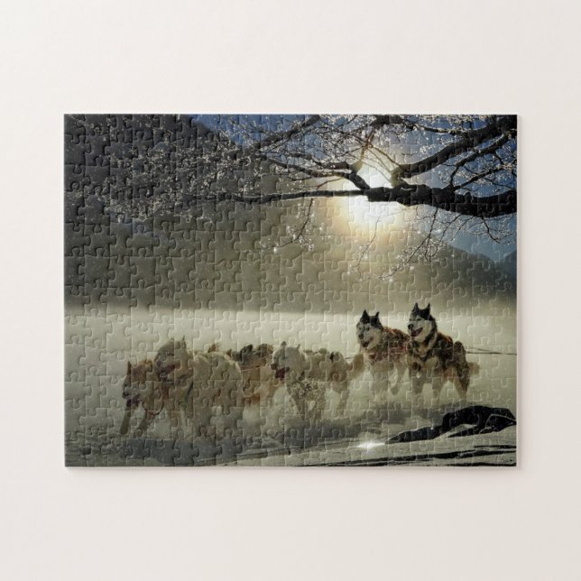 Puzzle Los Huskies en la Nieve (Horizontal)