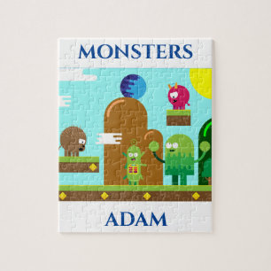 Puzzle Los monstruos se pudren con el nombre del niño.