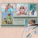 Puzzle Los nietos hacen de la vida un gran Collage de fot<br><div class="desc">Crea tu propio rompecabezas fotográfico único con 5 de tus imágenes favoritas. La encantadora cita de los nietos está escrita a mano y dice "Los nietos hacen la vida grandiosa", lo que hace de esto un regalo maravilloso para sus nietos, nana, abuelo o abuelos. La plantilla de la foto está...</div>