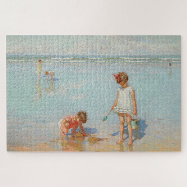Puzzle Los niños a orillas del mar (Escenario playero de  (Horizontal)