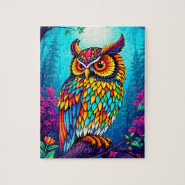 Puzzle Los niños de búhos mágicos y multicolores