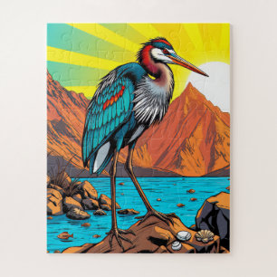 Puzzle Los niños de una garza vibrante