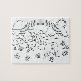 Puzzle Los niños pintan el arcoiris de unicornio