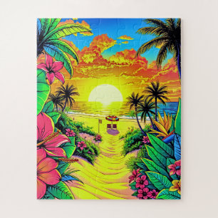 Puzzle Los niños Tropical Beach Sunset