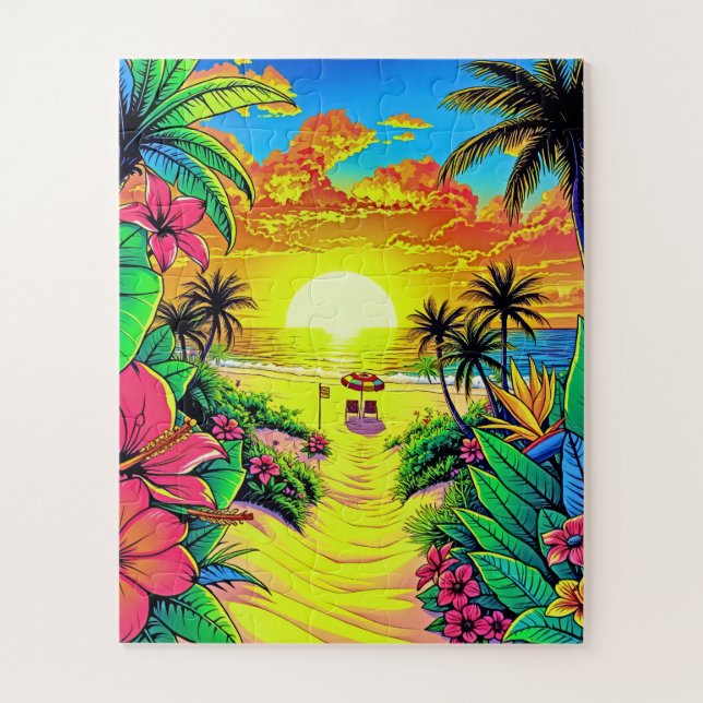 Puzzle Los niños Tropical Beach Sunset (Vertical)