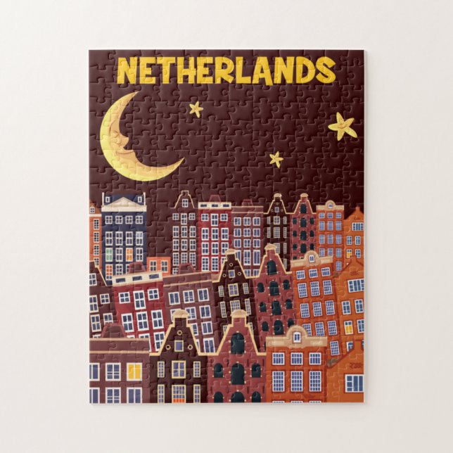 Puzzle Los Países Bajos en la noche (Vertical)
