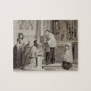 Puzzle Los siete sacramentos: Comunión, 1779 (pluma,