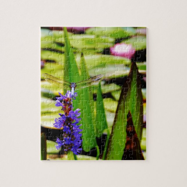Puzzle Loto de la libélula y flor púrpura (Vertical)