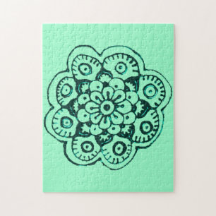 Puzzle Lotus Blossom (Henna) (Verde azulado)