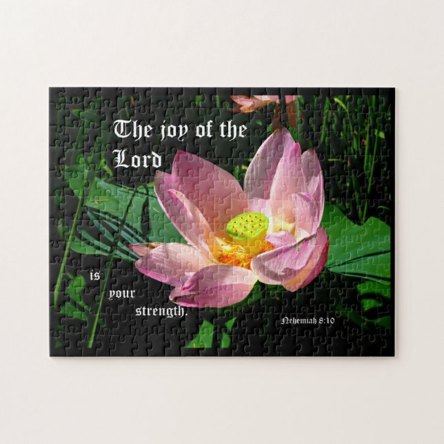 Puzzle Lotus Blossom Nehemiah 8:10 (Horizontal)