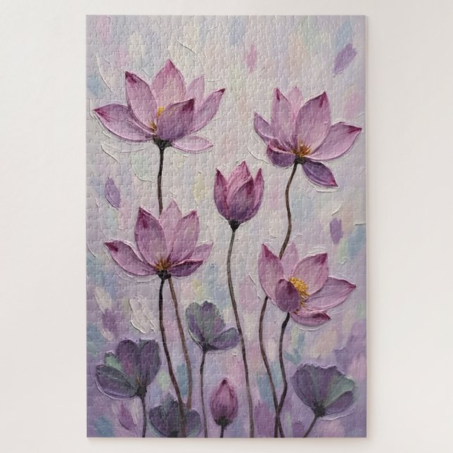 Puzzle Lotus – Oil Painting (Vertical)