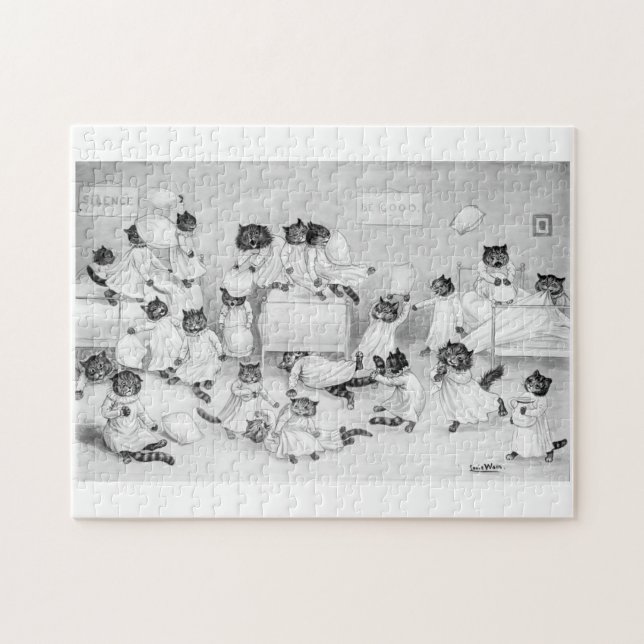 Puzzle Louis Wain Cat Art Be Good cat almohada (Horizontal)
