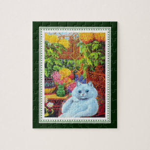 Puzzle Louis Wain - gato antropomorfo blanco con la flor