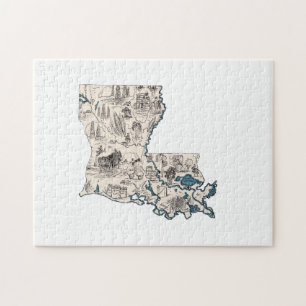 Puzzle Louisiana con forma de criollo, mapa de imagen cos