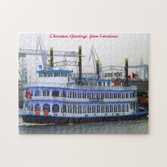 Puzzle Louisiana Paddle Boat.Saludos de Navidad (Horizontal)