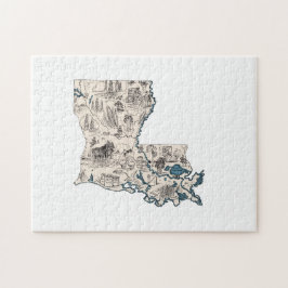 Puzzle Louisiana Shaped Creole Vintage Map Cajun