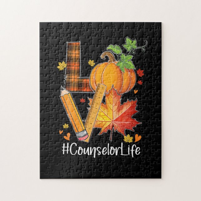 Puzzle LOVE Counselor Life Fall Leaves Autumn Season Pump (Vertical)