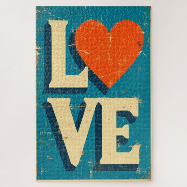 Puzzle LOVE gráficos inspirados en los años 1960 (Vertical)