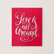 Love Is All Around Script Lettering Pink