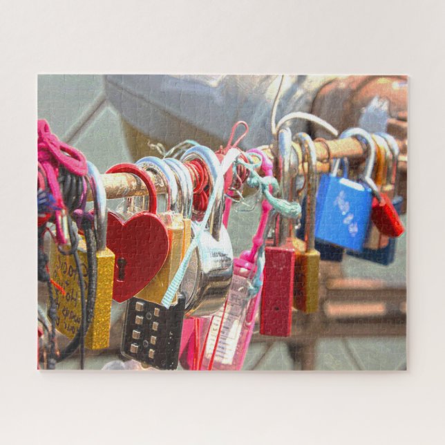 Puzzle Love Locks Brooklyn Bridge New York. (Horizontal)
