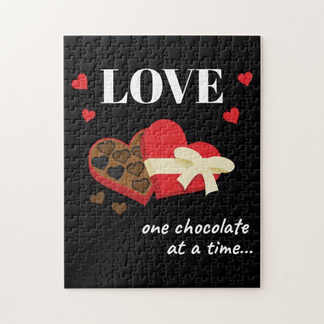 Puzzle Love One Chocolate at a Time Funny Quote (Vertical)