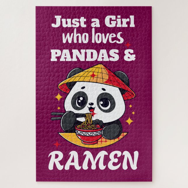 Puzzle Love Pandas and Ramen (texto blanco) (Vertical)