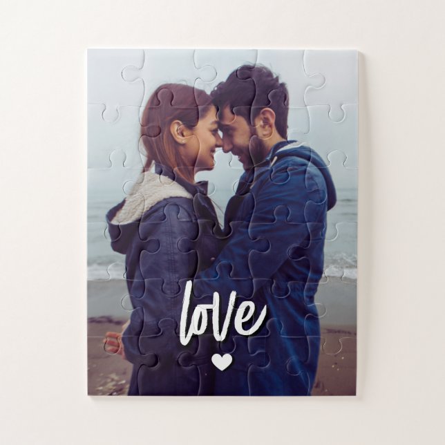 Puzzle Love Script Modern Couple Photo  (Vertical)