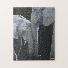 Puzzle Love You More, Elephant Original Art