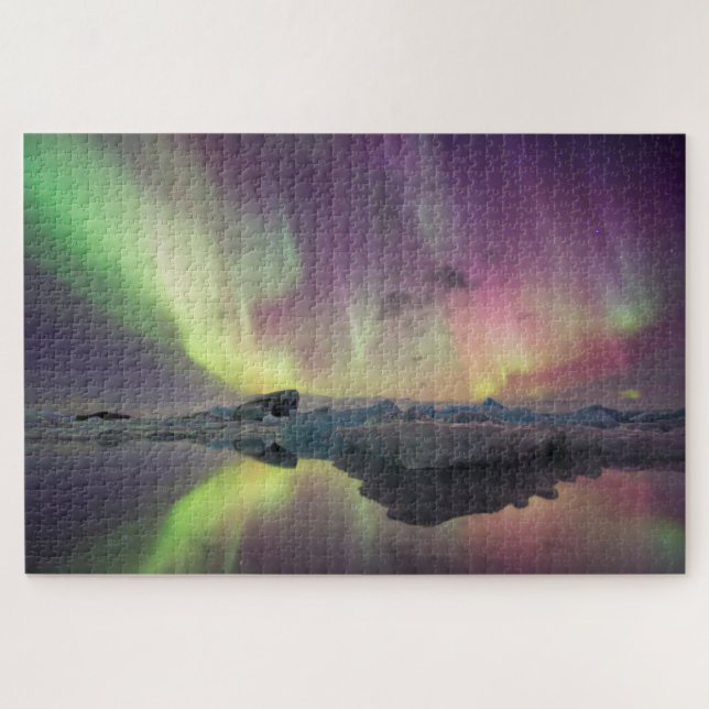 Puzzle Luces de Aurora en la laguna (Horizontal)