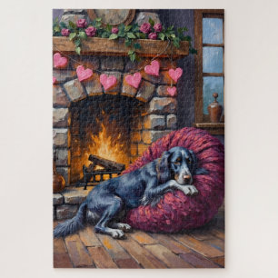 Puzzle Luces de hadas de chimenea acogedoras para perros