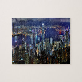 Puzzle Luces del horizonte de la ciudad de Hong Kong en