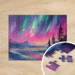 Puzzle Luces nórdicas vibrantes Resumen Paisaje nocturno<br><div class="desc">Un impresionante cuadro paisajístico moderno del cielo nocturno iluminado por las luces del norte, con colores vibrantes y bruscas dinámicas y abstractas. Los rápidos y enérgicos golpes capturan el movimiento de la aurora boreal, creando una sensación de asombro y asombro. El uso audaz del color y la técnica expresiva dan...</div>