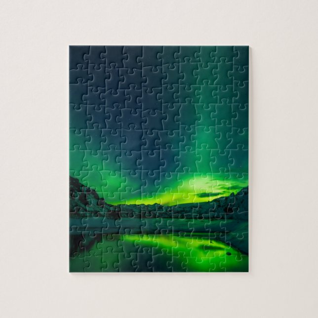 Puzzle Luces septentrionales verdes de Islandia (Vertical)
