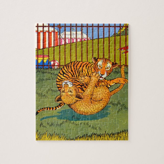 Puzzle lucha de tigres y leopardo (Vertical)